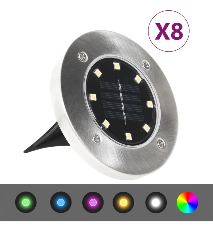 Lampes solaires de sol 8 pcs Lumières LED couleur RVB | Mobilier & Déco