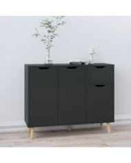 Buffet noir brillant 90x30x72 cm bois d'ingénierie | Mobilier & Déco