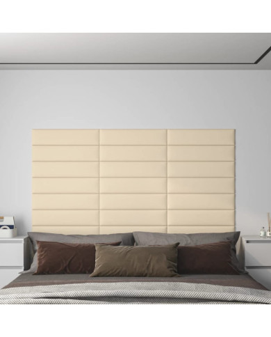 Panneaux muraux 12 pcs Crème 60x15 cm Tissu 1,08 m² | Mobilier & Déco