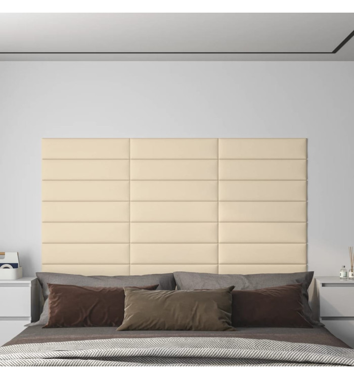 Panneaux muraux 12 pcs Crème 60x15 cm Tissu 1,08 m² | Mobilier & Déco