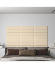 Panneaux muraux 12 pcs Crème 60x15 cm Tissu 1,08 m² | Mobilier & Déco