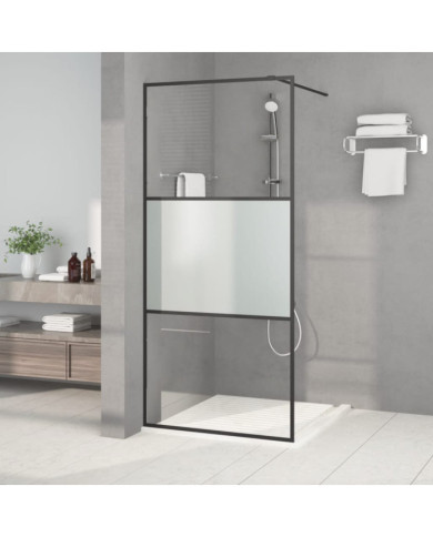 Paroi de douche Noir 90x195 cm Verre ESG demi-dépoli | Mobilier & Déco