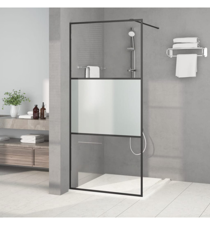 Paroi de douche Noir 90x195 cm Verre ESG demi-dépoli | Mobilier & Déco