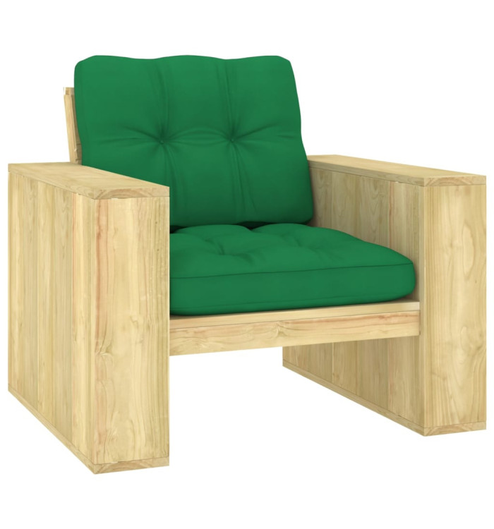 Chaise de jardin avec coussins vert Bois de pin imprégné | Mobilier & Déco