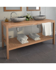 Meuble-lavabo de salle de bains Teck massif 132x45x75cm | Mobilier & Déco