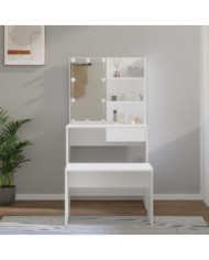 Ensemble de coiffeuse avec LED Blanc Bois d'ingénierie | Mobilier & Déco