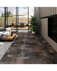 Dalle de plancher autoadhésif PVC 5,11 m² marron structure bois | Mobilier & Déco