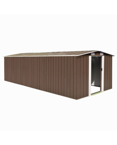 Abri de jardin 257x580x181 cm Métal Marron | Mobilier & Déco