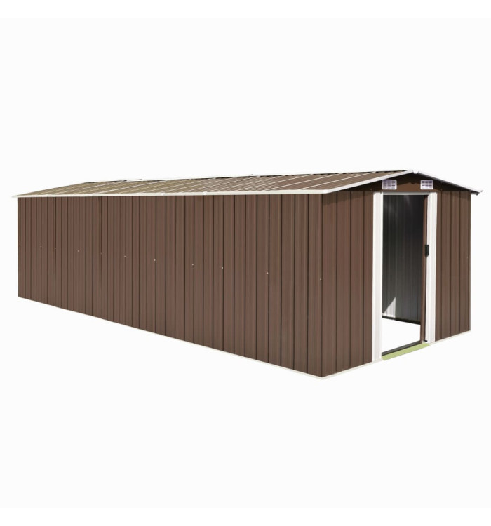 Abri de jardin 257x580x181 cm Métal Marron | Mobilier & Déco