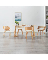 Chaises à manger lot de 4 crème bois courbé et similicuir | Mobilier & Déco