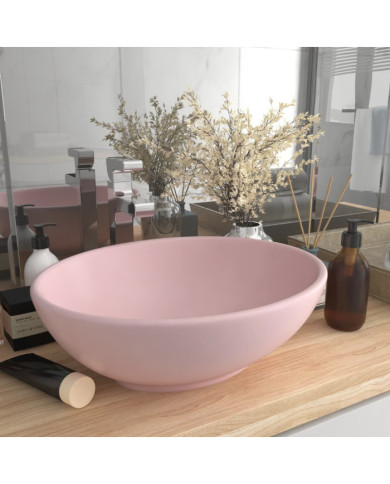 Lavabo ovale de luxe Rose mat 40x33 cm Céramique | Mobilier & Déco