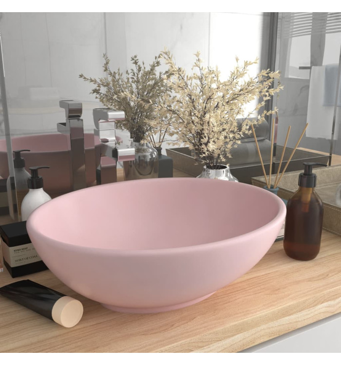 Lavabo ovale de luxe Rose mat 40x33 cm Céramique | Mobilier & Déco