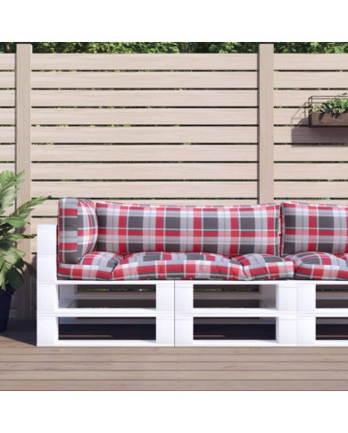 Coussins de palette lot de 3 motif à carreaux rouge tissu | Mobilier & Déco