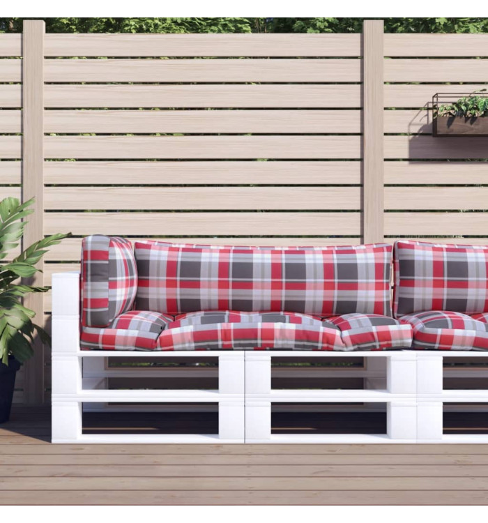 Coussins de palette lot de 3 motif à carreaux rouge tissu | Mobilier & Déco