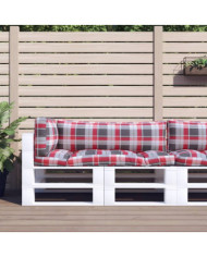 Coussins de palette lot de 3 motif à carreaux rouge tissu | Mobilier & Déco