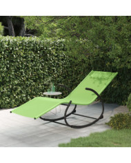 Chaise longue à bascule vert acier et textilène | Mobilier & Déco