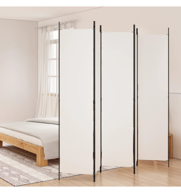 Cloison de séparation 5 panneaux Blanc 250x220 cm Tissu | Mobilier & Déco