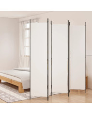 Cloison de séparation 5 panneaux Blanc 250x220 cm Tissu | Mobilier & Déco