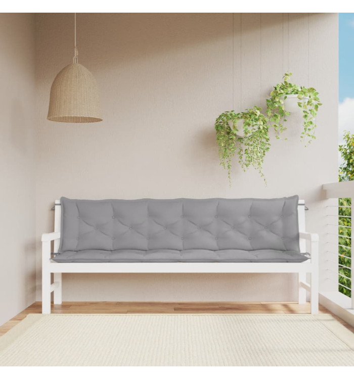 Coussins de banc jardin lot de 2 gris 200x50x7 cm tissu Oxford | Mobilier & Déco