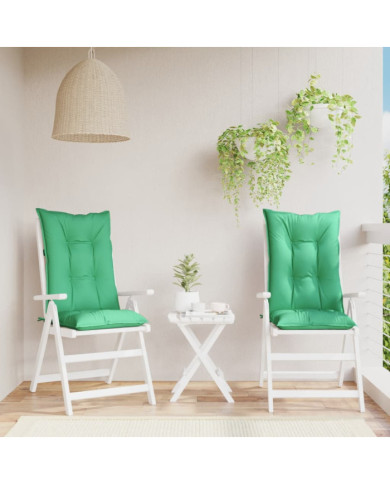 Coussins de chaise de jardin à dossier haut lot de 2 vert tissu | Mobilier & Déco