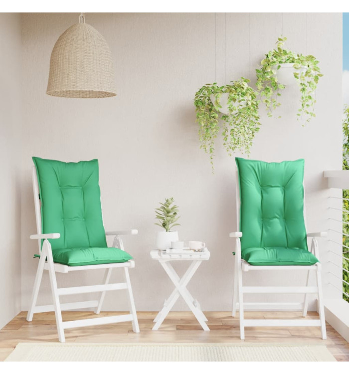 Coussins de chaise de jardin à dossier haut lot de 2 vert tissu | Mobilier & Déco