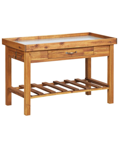 Table de jardin avec dessus en zinc Bois solide d'acacia | Mobilier & Déco