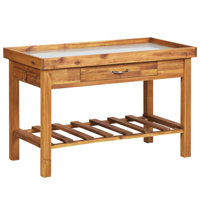 Table de jardin avec dessus en zinc Bois solide d'acacia | Mobilier & Déco