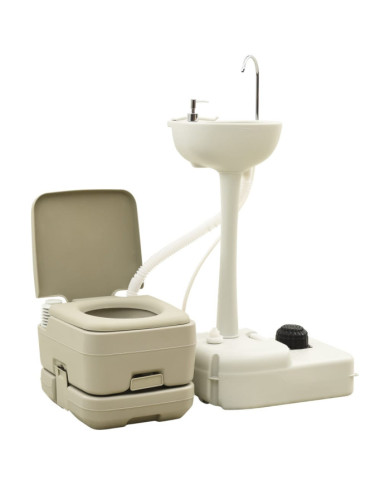 Toilette portable de camping 10+10L et support à lave-mains 20L | Mobilier & Déco
