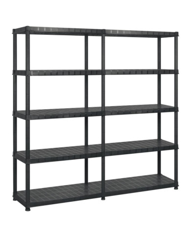 Étagère de rangement à 5 niveaux Noir 183x45,7x185 cm Plastique | Mobilier & Déco