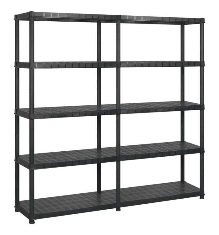 Étagère de rangement à 5 niveaux Noir 183x45,7x185 cm Plastique | Mobilier & Déco