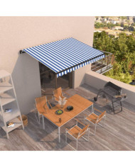 Auvent manuel rétractable 300x250 cm Bleu et blanc | Mobilier & Déco