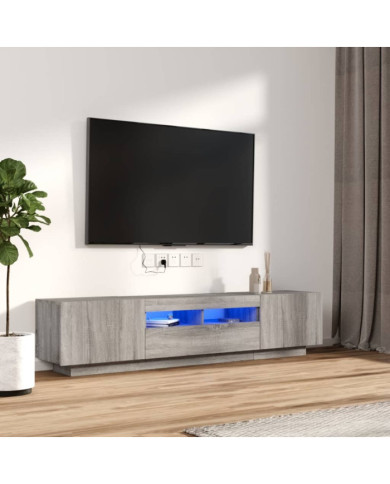 Ensemble de meubles TV avec lumières LED 2 pcs Sonoma gris | Mobilier & Déco
