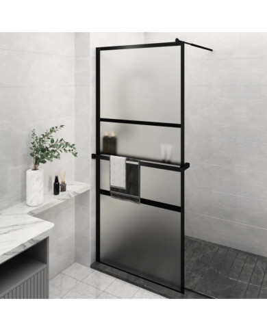 Paroi de douche avec étagère Noir 100x195cm Verre ESGetAluminium | Mobilier & Déco