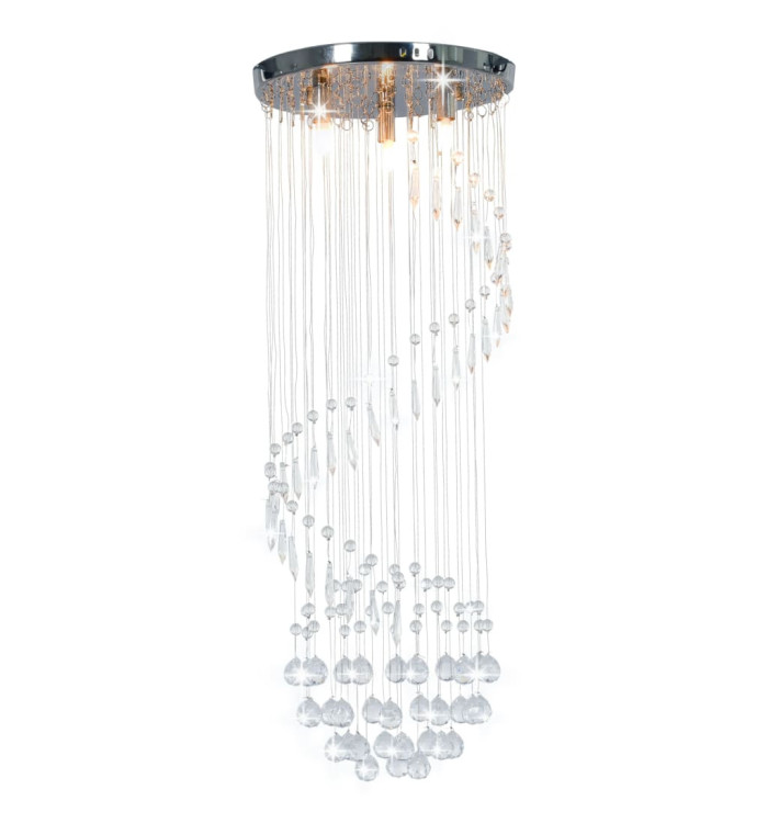 Plafonnier avec perles de cristal Argenté Spirale G9 | Mobilier & Déco