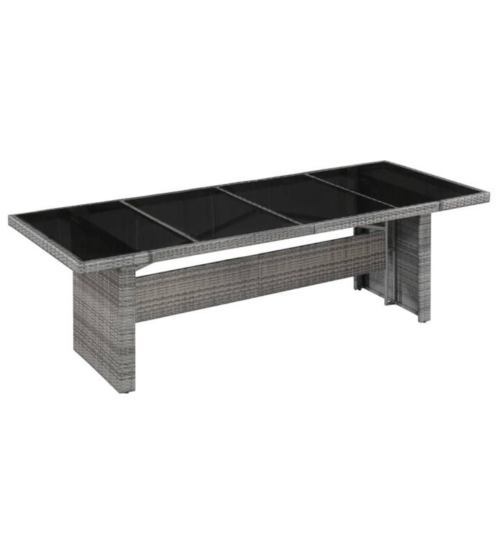 Table de jardin 240x90x74 cm Résine tressée et verre | Mobilier & Déco