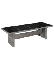 Table de jardin 240x90x74 cm Résine tressée et verre | Mobilier & Déco