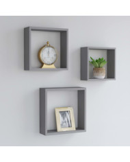 Étagères murales sous forme de cube 3 pcs Gris MDF | Mobilier & Déco