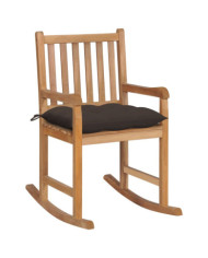Chaise à bascule avec coussin taupe Bois de teck solide | Mobilier & Déco