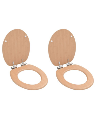 lot de 2 Sièges WC MDF couvercle à fermeture en douceur Bambou | Mobilier & Déco