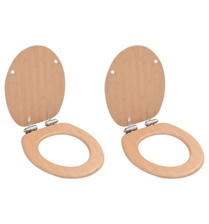 lot de 2 Sièges WC MDF couvercle à fermeture en douceur Bambou | Mobilier & Déco