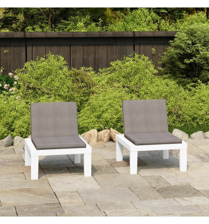 Chaises de salon de jardin et coussins lot de 2 Plastique Blanc | Mobilier & Déco