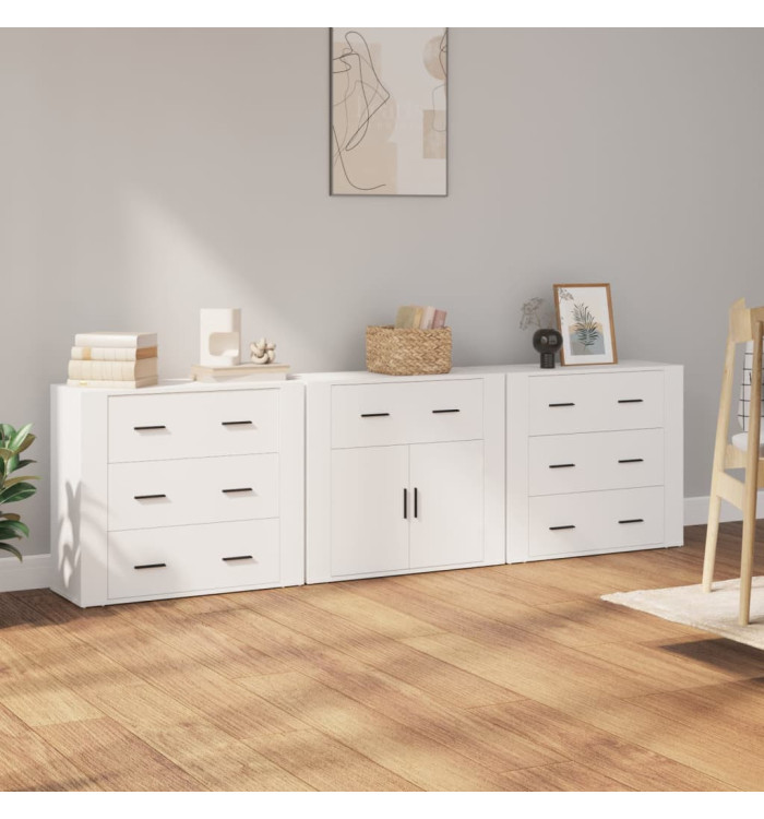 Buffets 3 pcs Blanc Bois d'ingénierie | Mobilier & Déco