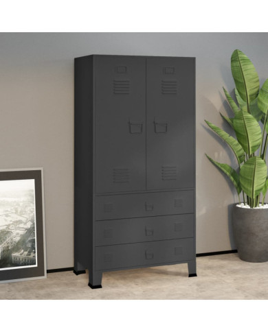 Garde-robe industrielle Anthracite 90x50x180 cm Métal | Mobilier & Déco