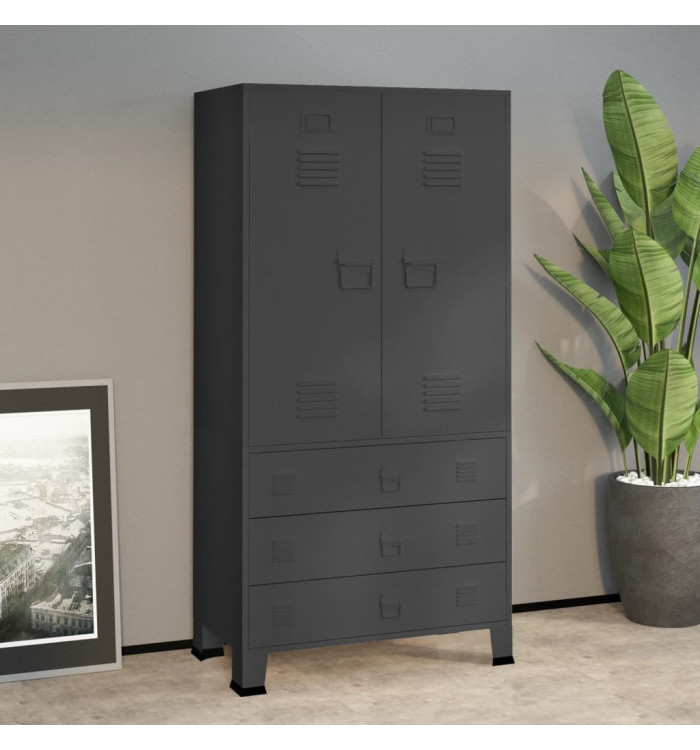Garde-robe industrielle Anthracite 90x50x180 cm Métal | Mobilier & Déco
