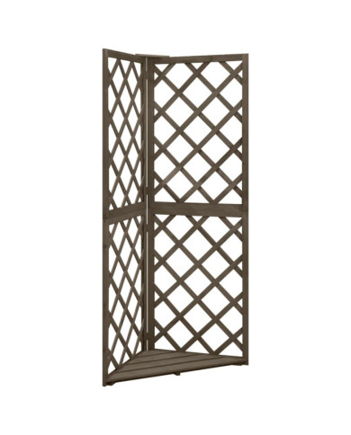 Treillis d'angle Gris 50x50x145 cm Bois de sapin massif | Mobilier & Déco
