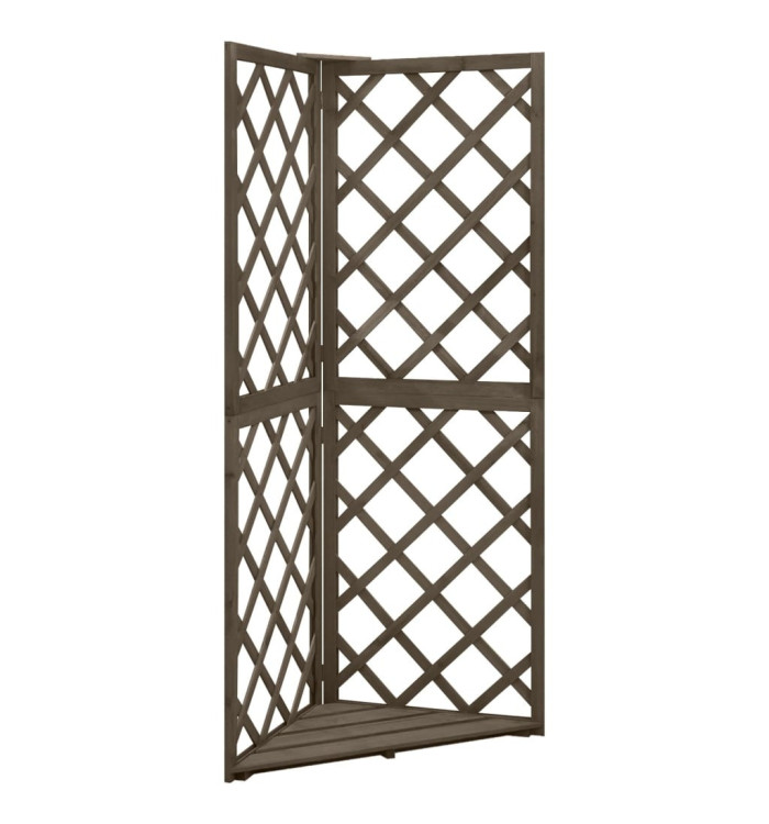 Treillis d'angle Gris 50x50x145 cm Bois de sapin massif | Mobilier & Déco