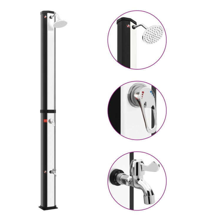 Douche solaire d'extérieur avec pomme de douche et robinet 35 L | Mobilier & Déco