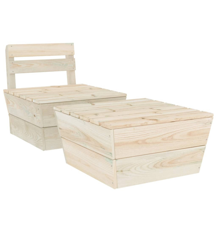 Salon de jardin 2 pcs Bois d'épicéa imprégné | Mobilier & Déco