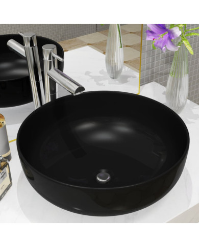 Lavabo rond Céramique Noir 41,5 x 13,5 cm | Mobilier & Déco