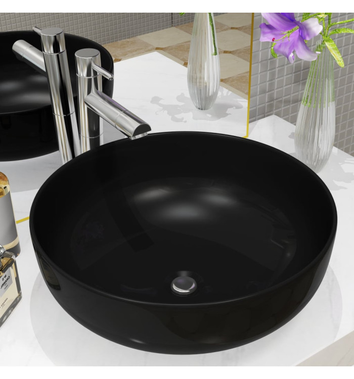 Lavabo rond Céramique Noir 41,5 x 13,5 cm | Mobilier & Déco